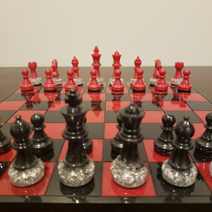 RESIN <b>CHESS</b> BOARD BOX Professional <b>Chess</b> Game <b>Set</b> Handmade Luxury Red Black <b>Chess</b> Resin Crafts - Product Image 4