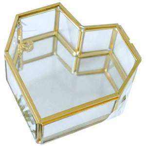 Geometric Glass Jewelry Box With Gold Frame Hexagonal Shape Storage Organizer For Accessories Display Case - Product Image 3