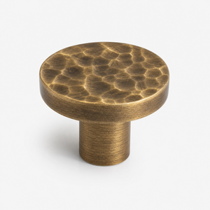 Antique Brass <b>Mushroom</b> Cabinet Knob Hand Hammered Round Furniture Drawer Pull <b>Decorative</b> Hardware - Product Image 2