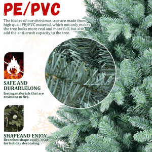 Árbol de Navidad Artificial Premium de 7.5 pies, Tinte Azul Verde, 2148 Puntas de Ramas Mixtas de PE/PVC, Alambre de Memoria + Alambre de Hierro, Articulado, Tamaño 60cm, PET - Product Image 6