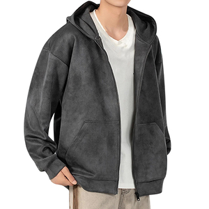 Sudadera con Capucha Extra Grande para Hombre, Color Sólido, Forro Polar, Informal, para Invierno, con Bolsillos, Corte Regular, 100% Algodón, Lavado Ácido - Product Image 3