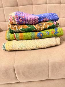 Cotton Kantha <b>Quilt</b> Bedspread | Twin Size Handmade <b>Throw</b> Blanket, Boho Indian <b>Bed</b> Cover & Decorative Home Bedding - Product Image 3