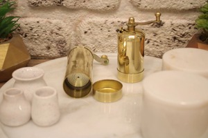 Modern Unique Style Gold Metal Salt And Pepper Shakers Set For Stylish Kitchen Dining Table Premium Decorative <b>Spice</b> <b>Storage</b> - Product Image 4