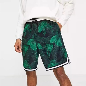 Pantalones Cortos de Baloncesto con Estampado Tropical para Hombre, Cintura Elástica, Secado Rápido, Poliéster, Pantalones Cortos Deportivos de Verano, Corte Regular, Estampado de Plantas - Product Image 6