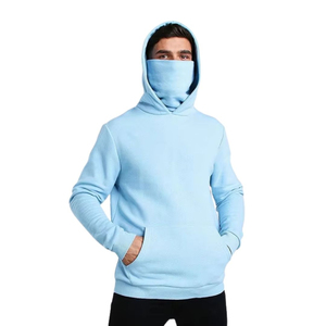 Sudadera con capucha vintage de punto para invierno, con hombros caídos, personalizada para hombre, con cremallera de cuarto tipo ninja, lavado ácido y orificios para los ojos, al por mayor - Product Image 4