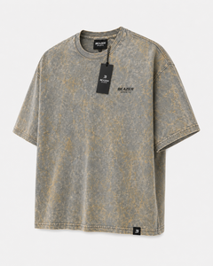 เสื้อยืดโอเวอร์ไซส์สีเทาพิมพ์ลายสำหรับผู้ชายรุ่นใหม่ล่าสุด คอกลม แขนสั้น สวมใส่สบาย ผลิตจากผ้าฝ้าย 100% ล้างสีแบบแอซิดวอช - Product Image 5