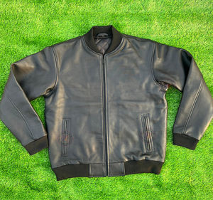 Chaqueta bomber de invierno para hombre, de cuero genuino, personalizada, al por mayor, a prueba de viento, estilo varsity con cremallera. - Product Image 6