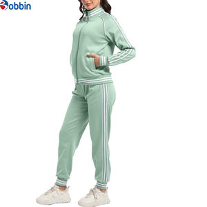 Ensemble de survêtement 2-en-1 personnalisé avec logo pour femme, veste zippée intégrale et pantalon de jogging, tenue de sport unie à manches longues pour l'hiver - Product Image 3