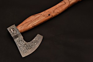 Hand Forged Damascus Steel Hatchet Olive Wood Handle Beautiful Pattern Blade Firewood Splitting Outdoor Camping Daily Use <b>Axe</b> - Product Image 3