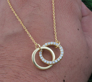 Collier pendentif en argent sterling 925 plaqué platine, délicat, étincelant, vintage, minimaliste, bijoux fins unisexe - Product Image 2