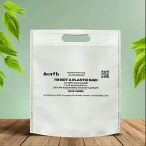 UKHI PE D-Cut Eco-Friendly Biodegradable Compostable Shopping <b>Bags</b> Flexo Printed Heat <b>Seal</b> Custom Order Haryana Other - Product Image 2