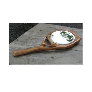 Miroir à main en bois, cadre finition naturelle, poignée lisse, outil de beauté pour le maquillage, le toilettage et les voyages - Product Image 5