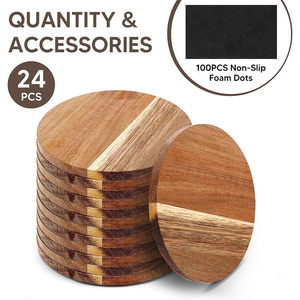 WDF Houten Onderzetter Petit Assiette En Bois Posavasos De Madera <b>Blank</b> Engraveable Acacia <b>Wooden</b> Coasters Sets with Holder - Product Image 6