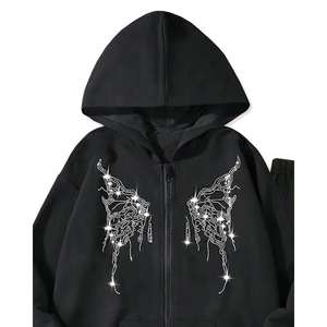 Survêtement Homme Premium Tendance avec Strass, Effet Délavé, Hoodie Oversize et Pantalon de Survêtement Imprimé, Fermeture Éclair, Personnalisable, Décontracté, pour l'Extérieur - Product Image 6