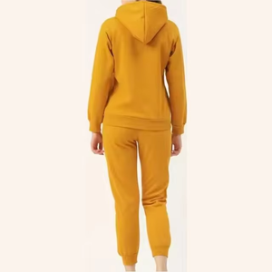 Ensemble de survêtement sportif pour femme en polaire unie, style streetwear d'hiver, avec taille élastique et séchage rapide - Product Image 4