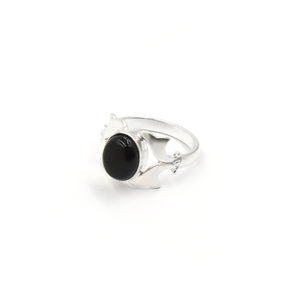 Handmade Black Onyx Statement <b>Ring</b> – Natural Black Onyx Oval Gemstone <b>Ring</b>, Silver Plated Matte Finish, Boho Minimalist <b>Rings</b> - Product Image 4