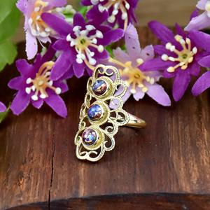 Handmade Pink Oyster <b>Turquoise</b> Gemstone <b>Ring</b> December Natural Birthstone 18k Vermeil <b>Gold</b> Fine <b>Ring</b> Jewelry Gift For Women - Product Image 5