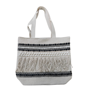 Sac fourre-tout en toile brodée avec bandoulière et fermeture éclair pour le shopping, les sorties décontractées et l'usage quotidien - Product Image 1