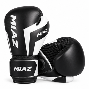 Guantes de Boxeo MIAZ Blancos y Azules de Cuero Transpirable y Ligero con Cierre para Entrenamiento de Adultos, Precio al por Mayor, Precio Económico, OEM - Product Image 4