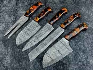 Lot de 10 couteaux de chef professionnels japonais écologiques en acier Damas et bois de rose, comprenant un couteau - Vente chaude - Product Image 4