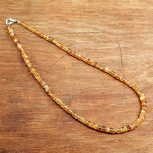 Natural Citrine Heishi Shape Gemstone <b>Necklace</b> With 925 Sterling Silver Clasp Handmade Jewelry For Women Wholesale Bulk - Product Image 6