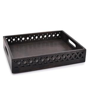 Bandeja de Servir Rústica Hecha a Mano, Rectangular, de Madera de Mango, para Té, Café, Cena o Aperitivos, para Usar en la Cocina o como Decoración del Hogar - Product Image 4