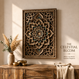 Handcrafted Layered <b>Wooden</b> Mandala Wall Art | 3D Laser Cut Geometric Floral Panel | Boho <b>Rustic</b> Farmhouse Living Room Wall Decor - Product Image 2