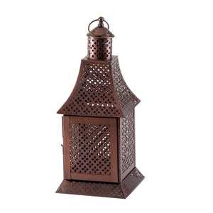 Farol Metálico Cuadrado con Diseño Intrincado para Decoración del Hogar - Product Image 1