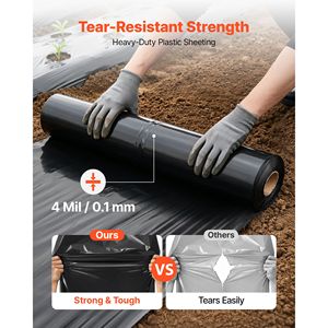 Bâche en polyéthylène noir ultra-résistante de 4 mil, rouleau de 10 pi x 100 pi, bâche de peintre et toile de protection pour jardin - Product Image 2