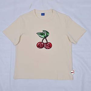 MRI Made High Quality Women <b>T</b> <b>Shirt</b> <b>Sequin</b> Embroidered Short Sleeve Crew Neck Cotton Solid Color Breathable Outdoor <b>T</b>-<b>shirts</b> - Product Image 5