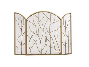 Protector de Chimenea Metálico Plegable con Diseño de Ramas Orgánicas, Resistente al Calor, Decorativo, Acabado Bronce - Product Image 2