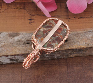 Pendentif vintage fait main en forme de feuille, serti de fils, plaqué platine, argent sterling 925, pierre précieuse en cuivre bleu, unisexe - Product Image 6