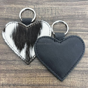 Nouveau Porte-clés Cœur en Cuir de Vachette Personnalisé 2026 – Accessoire Cadeau Unisexe en Cuir Véritable Style Western - Product Image 6