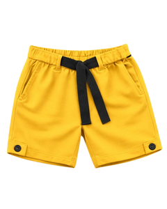 Ensemble décontracté d'été pour homme : débardeur noir sans manches et short jaune en coton, avec cordon de serrage contrastant, deux pièces tendance - Product Image 5