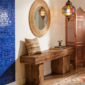 Farmhouse-Style Solid Wood Entrance <b>Benches</b> <b>Indoor</b> Bed End Chairs for Living Rooms and Bedrooms - Product Image 3