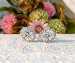 Lurba Jewels S925 Sterling <b>Silver</b> Rhodium Plated Oval Cut <b>Stud</b> <b>Earrings</b> 3.5Carat Moissanite Women's Trendy Third Party Certified - Product Image 2