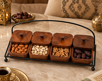 Ensemble de pots à collation en métal avec couvercles, 4 pièces, design rustique rectangulaire, multifonctionnel pour la table à manger, plateaux décoratifs ABI OVERSEAS MT-032