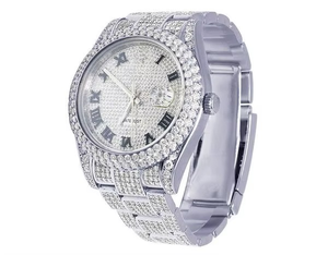 La mejor oferta VVS Moissanite Diamond Roman Dial Acero inoxidable Automático Iced Out Hip Hop Reloj Lujo Hombres Moda Al precio más bajo - Product Image 1