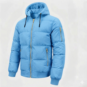 Men's Puffer Jacket Custom Designed Bubble Padded Winter Zipper Closure Front Breathable - Product Image 4