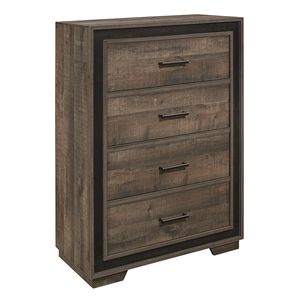 Moderno rustico 1 pezzo cassone di 4 cassetti finitura ebano in legno camera da letto mobili mogano legno tavole soluzione di stoccaggio - Product Image 2