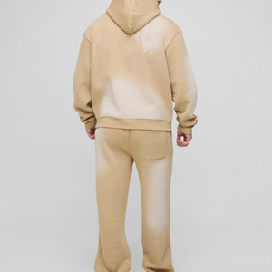 ชุดแทรคสูทผู้ชายสไตล์สตรีทแวร์แบบมีแพทช์ปักลายขาดๆ แต่งผ้าต่อกัน ทรงสลิมฟิต ผ้าฝ้าย ชุดแทรคสูททรงขาบาน - Product Image 4