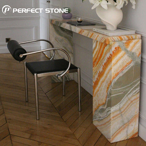 Tavolo Console Personalizzabile PerfectStone per Ingresso, Corridoio e <span class=keywords><strong>Soggiorno</strong></span>, Lussuoso Marmo e Onice con Venature Colorate e Uniche - Product Image 1