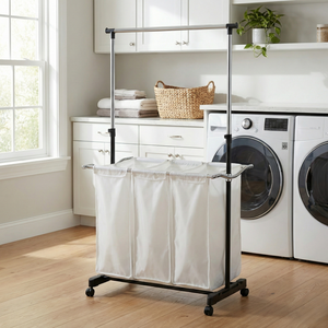 Black friday SALE vente en gros Taiwan fabricant de stockage domestique articles ménagers panier à linge trieur avec cintre - Product Image 1