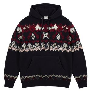 Sudadera con Capucha para Mujer, Tejida, con Patrón Geométrico, para Invierno, con Bolsillo Delantero, Corte Regular, Material Acrílico - Product Image 1