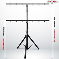 Système de treillis d'éclairage de scène 5Core DJ Light Stand, hauteur réglable 39-100 pouces, support en T métallique robuste, sur pied, LS 100-6