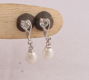 Boucles d'oreilles pendantes en perles d'eau douce, argent sterling 925, bijoux de mariage vintage, perle blanche naturelle - Product Image 5