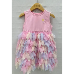 Robe superposée style coréen OZKIZ pour filles, mode estivale pour 2-6 ans, en tissu mousseline avec volants, vente en gros - Product Image 1