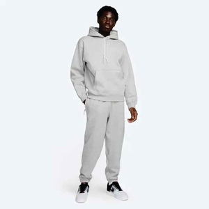 Conjunto Deportivo con Capucha para Hombre, Color Gris Sólido, Algodón, Manga Larga, Pantalones Casuales con Bolsillos Laterales, Transpirable, para Otoño - Product Image 1