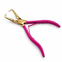 Pince de retrait de microbilles en or rose, en acier inoxydable, pour extensions capillaires, avec logo personnalisé, micro-liens, manche rose, OEM