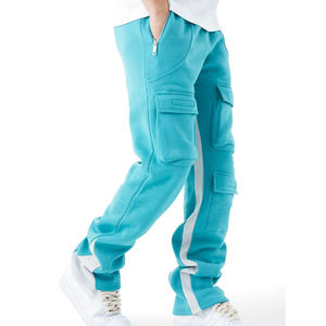 Pantalon de survêtement homme personnalisé délavé à l'acide, en molleton, coupe jogger évasée, style streetwear décontracté, léger, à jambe large et évasée - Product Image 4